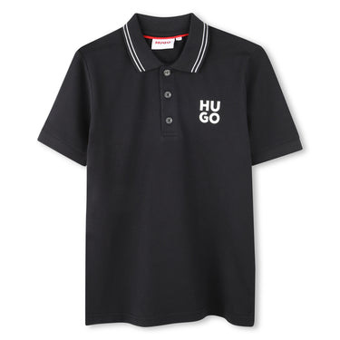HUGO playera polo para niño manga corta color negro